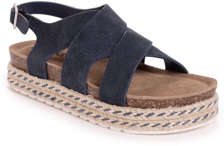 Muk Luks Women's Beach Bingo Sandal-Navy Wedge 7 - ShopStyle Sandals