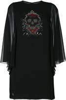 Thumbnail for your product : Philipp Plein sequin skull mini dress with sheer sleeves