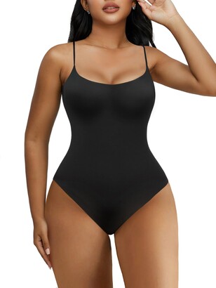 SHAPERX Women's Sleeveless No Compression Bodysuit Square Neck Super Soft Body  Suits(Cocoa Scoop Neck) - SHAPERX