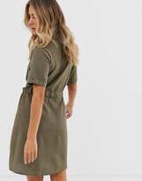 Thumbnail for your product : QED London button through shirt dress with tie belt