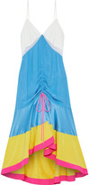 Thumbnail for your product : Prabal Gurung Satin-paneled Color-block Silk Crepe De Chine Midi Dress