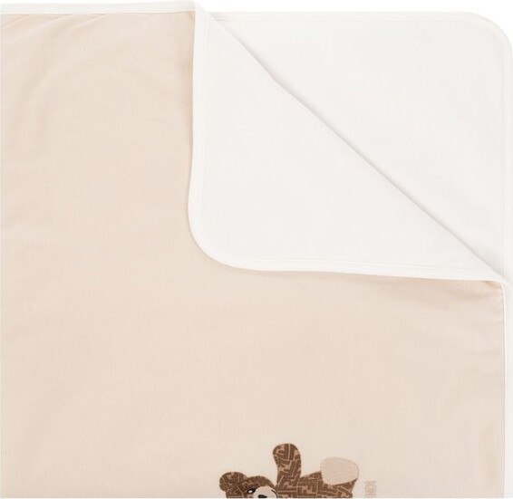 Fendi Kids Logo Bear Embroidered Blanket
