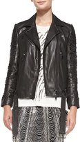 Thumbnail for your product : Haute Hippie span class="product-displayname"]Slash-Sleeve Leather Moto Jacket[/span]