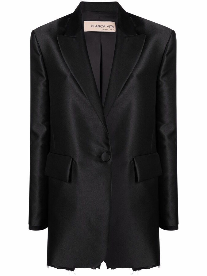 satin black blazer