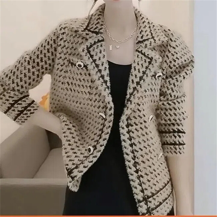 CAN XIN LCY Mink-Like Velvet Women & apos;s Coat Thickened 2024 Autumn Winter New Jacket Suit Collar Short Cardigan Blouse Western-Style Female Top