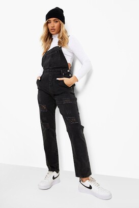 boohoo Distressed Denim Long Dungarees - ShopStyle Jumpsuits & Rompers
