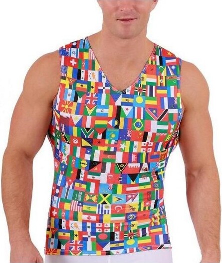 Instaslim InstaSlimActivewearSleevelessV-Neck5VAT0N1FlagsPrintSize2XL