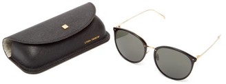Linda Farrow Kings Round Acetate & 18kt Gold-plated Sunglasses - Black Gold
