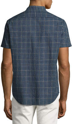 Theory Zack S. Balance Check Short-Sleeve Sport Shirt, Blue