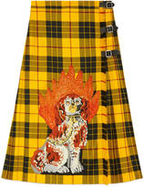 Thumbnail for your product : Gucci Embroidered tartan wool skirt