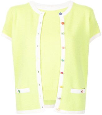 Chanel Pre Owned 1990s Colourful Buttons Short-Sleeved Cardigan