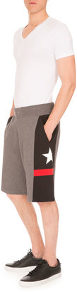 Givenchy Star-Print Paneled Sweat Shorts, Gray
