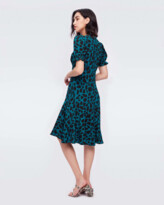 Thumbnail for your product : Diane von Furstenberg Alexis Crepe Knee-Length Dress in Giraffe Medium Teal