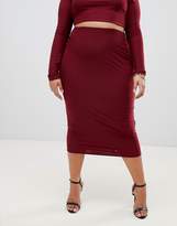 Thumbnail for your product : Fashionkilla Plus bodycon midi skirt Co-ord in berry