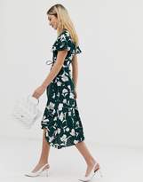 Thumbnail for your product : Liquorish floral wrap dress with ruffle sleeves