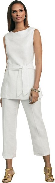 Jessica London JessicaLondon2-PieceLinenCapriSet-20White