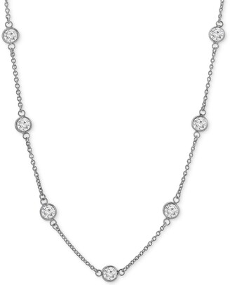 Amanda Blu® Cubic Zirconia Bezel Set Necklace Silver 