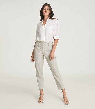 Reiss Baxter - Relaxed Tapered Fit Trousers in Sage