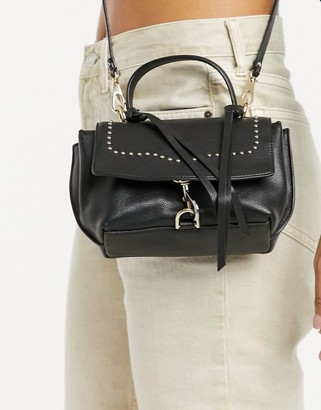 Rebecca Minkoff stella leather mini satchel crossbody bag in black