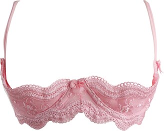 Pink Lace Full Figure Push-up Open Tip Bra 