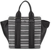 Thumbnail for your product : Pour La Victoire Provence Woven Patent Tote Bag, Black/White