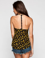 Thumbnail for your product : Full Tilt Sunflower Print Crochet T-Strap Womens Tank