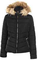 Thumbnail for your product : Only Womens Ellan Quilted Jacket Padded Coat Top Hooded Zip Full Fur Trim Faux