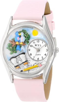 Whimsical Gifts Whimsical Watches Bird Watching Yellow Leather and Silvertone Unisex Quartz Watch with White Dial Analogue Display and Multicolour Leather Strap S-0150012