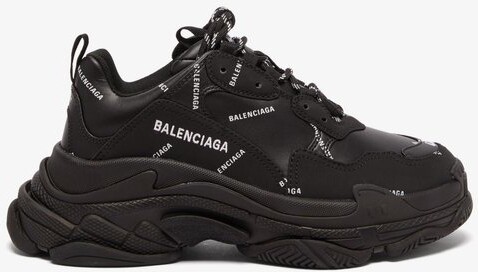 Balenciaga Triple S Faux-leather Trainers - Black - ShopStyle