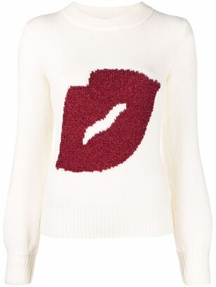 Kate Spade Lips-Print Long-Sleeved Sweater - ShopStyle Knitwear