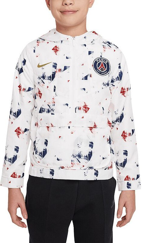 Youth Nike White Paris Saint-Germain Amplify Anorak Half-Zip Hoodie Jacket
