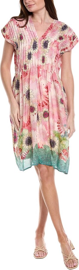 Johnny Was Rosa Pleated Silk Mini Dress