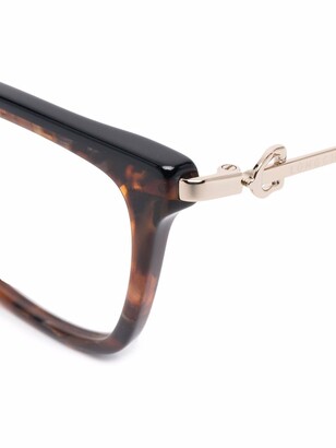 Longchamp Tortoiseshell-Effect Rectangle-Frame Glasses
