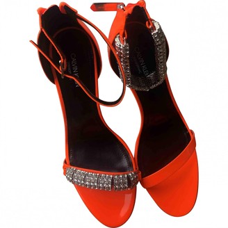 orange patent leather sandals