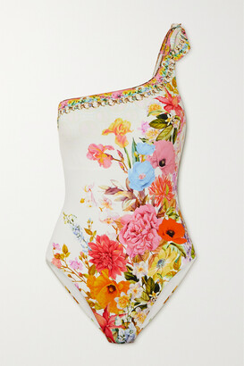 Camilla Embellished Floral-print Swimsuit - Red