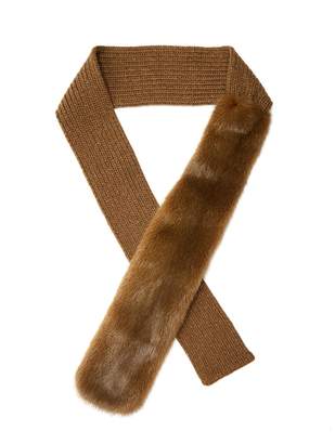 Prada Mink-fur panel wool and cashmere-blend scarf