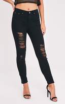 Thumbnail for your product : PrettyLittleThing Black Extreme Distressed Bum Rip Skinny Jean