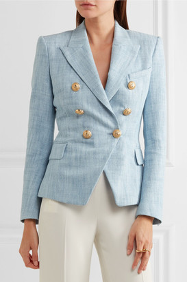 Balmain Cotton-blend Tweed Blazer - Light blue
