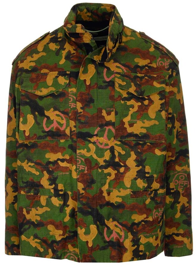 Off-White Camouflage Printed Field Jacket - ShopStyle