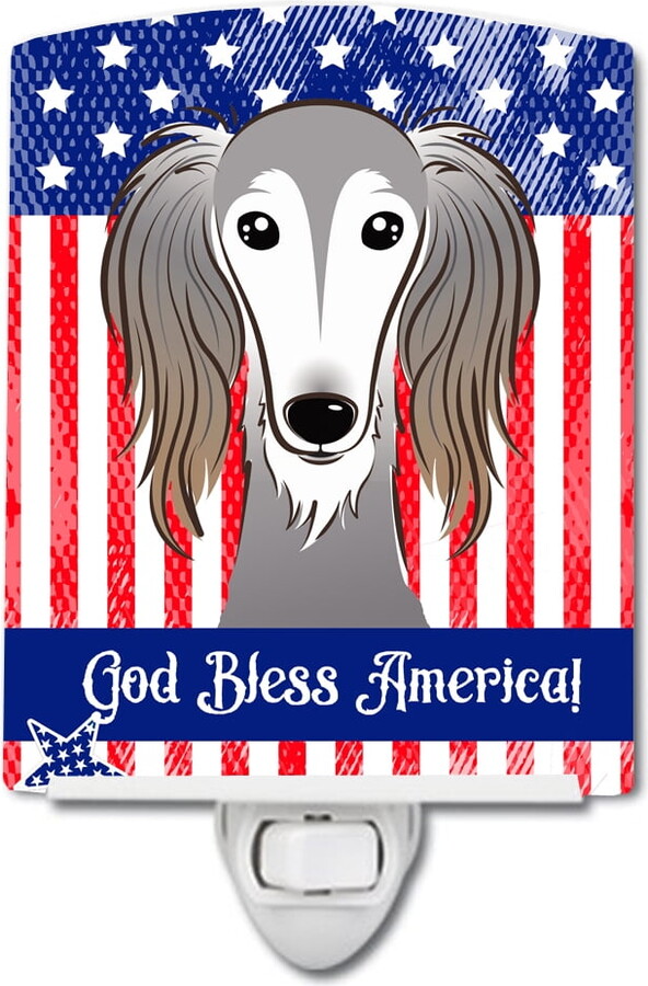 Caroline's Treasures BB2159CNL Flag and Saluki Ceramic Night Light, 6x4x3", multicolor