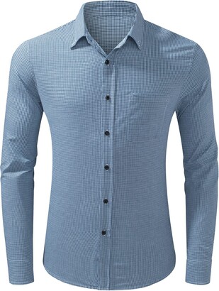 Elegancity Men's Formal Dress Shirt Plaid Long Sleeve Business Casual ...