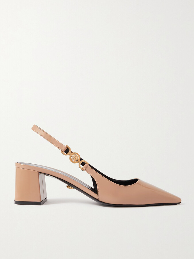 Versace Embellished Patent-leather Slingback Pumps - Pink