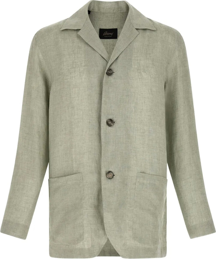 Brioni Patch Pocket Linen Shirt Jacket