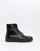 Thumbnail for your product : Zign Shoes cupsole lace up boots in black high shine