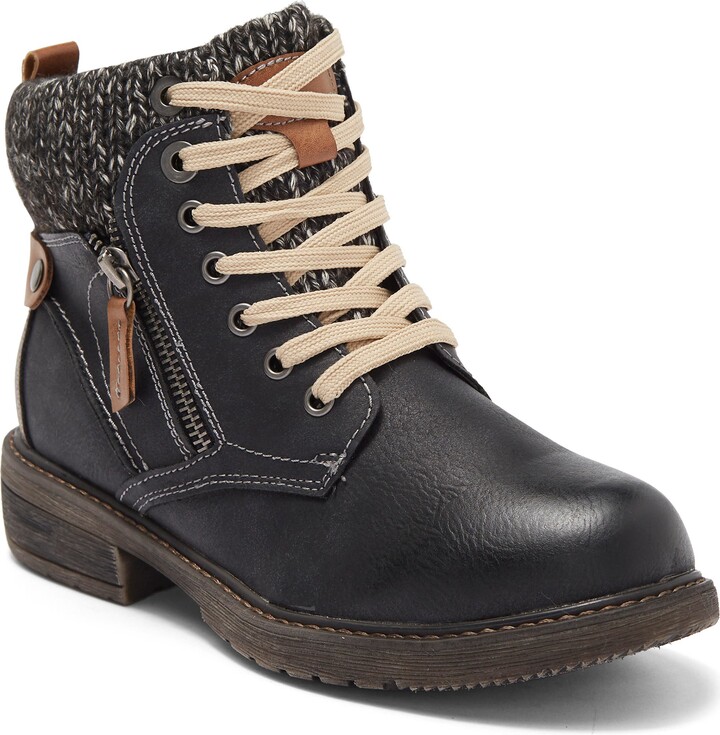 Nordstrom Rack Booties Womens Size 9.5 Black Faux Leather Block Heel Naja  Boot
