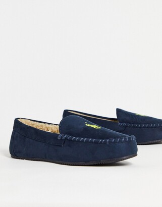 Polo Ralph Lauren dezi iv moccasin slippers in navy - ShopStyle