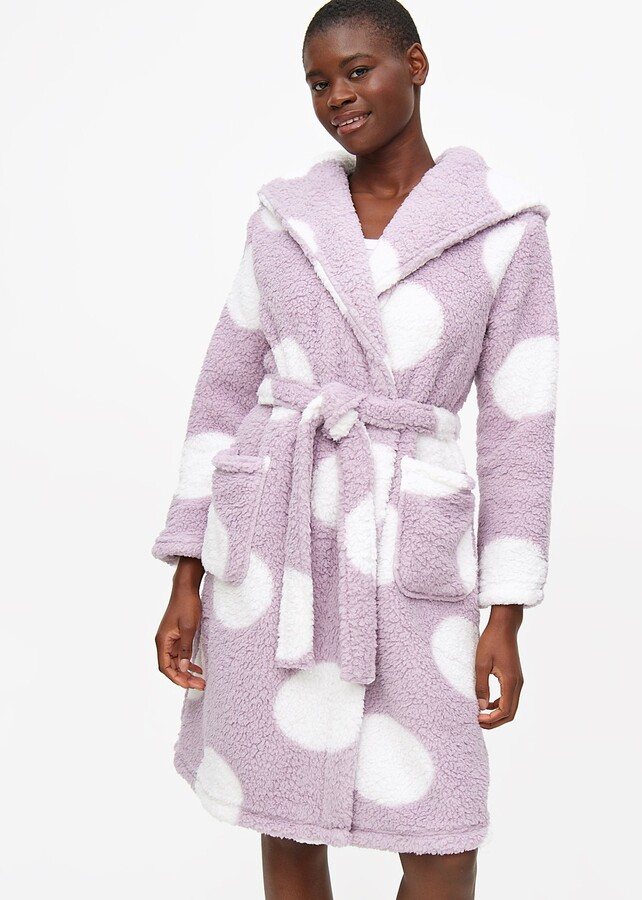 Tu Lilac Spot Print Borg Fleece Dressing Gown ShopStyle Nightdresses