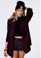 Thumbnail for your product : Missguided Asma Chunky Knit Check Cardigan Burgundy