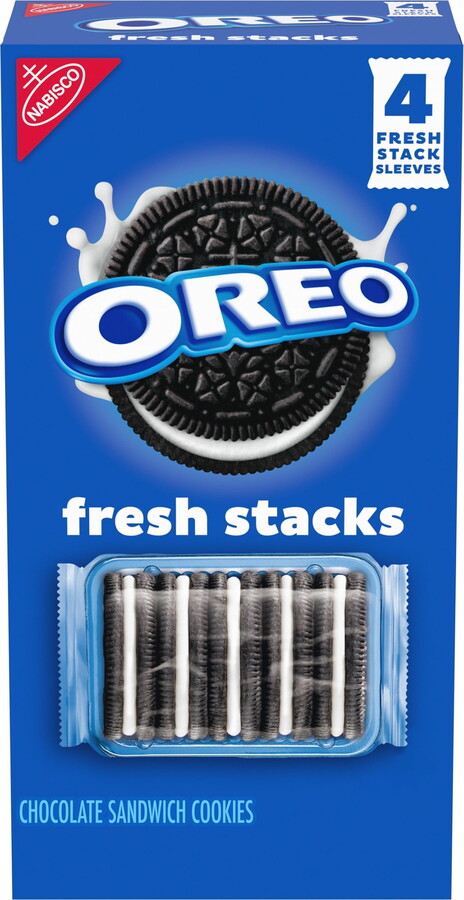 OREO Fresh Stacks Chocolate Sandwich Cookies, Travel Snacks, 8.05 oz (4 Multi Snack Packs)