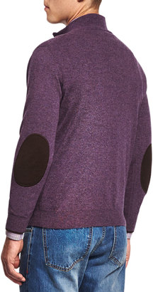 Isaia Half-Zip Cotton Pullover Sweater, Purple